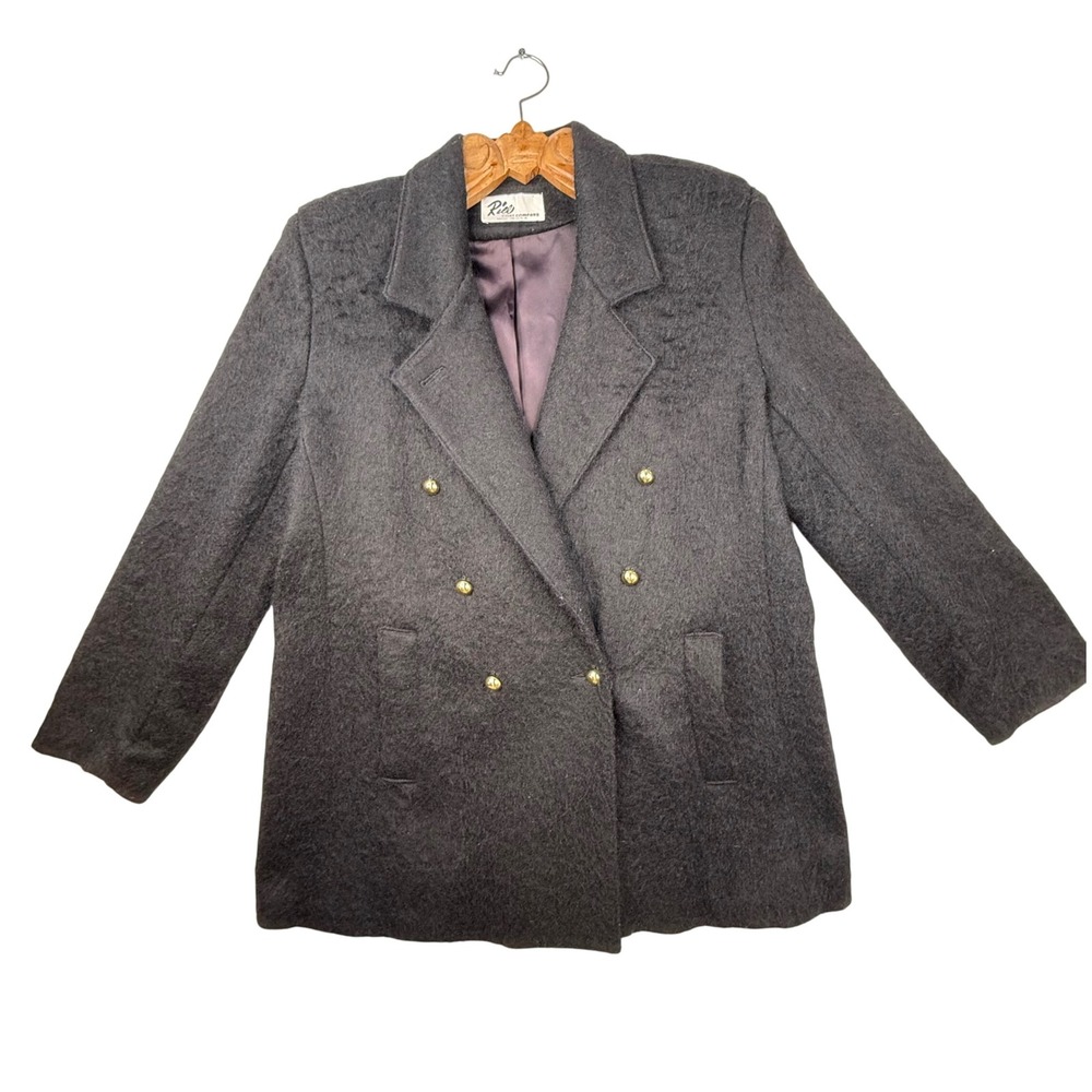 VTG Rice Coat Company USA Womens Jacket Mohair Wool Black Size 12 avant garde